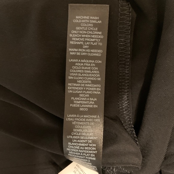 WHBM Boho Chic Dress, Black Stretch Knit, Geometric Trim, 3/4 Sleeves, Vee Neck - Picture 8 of 10